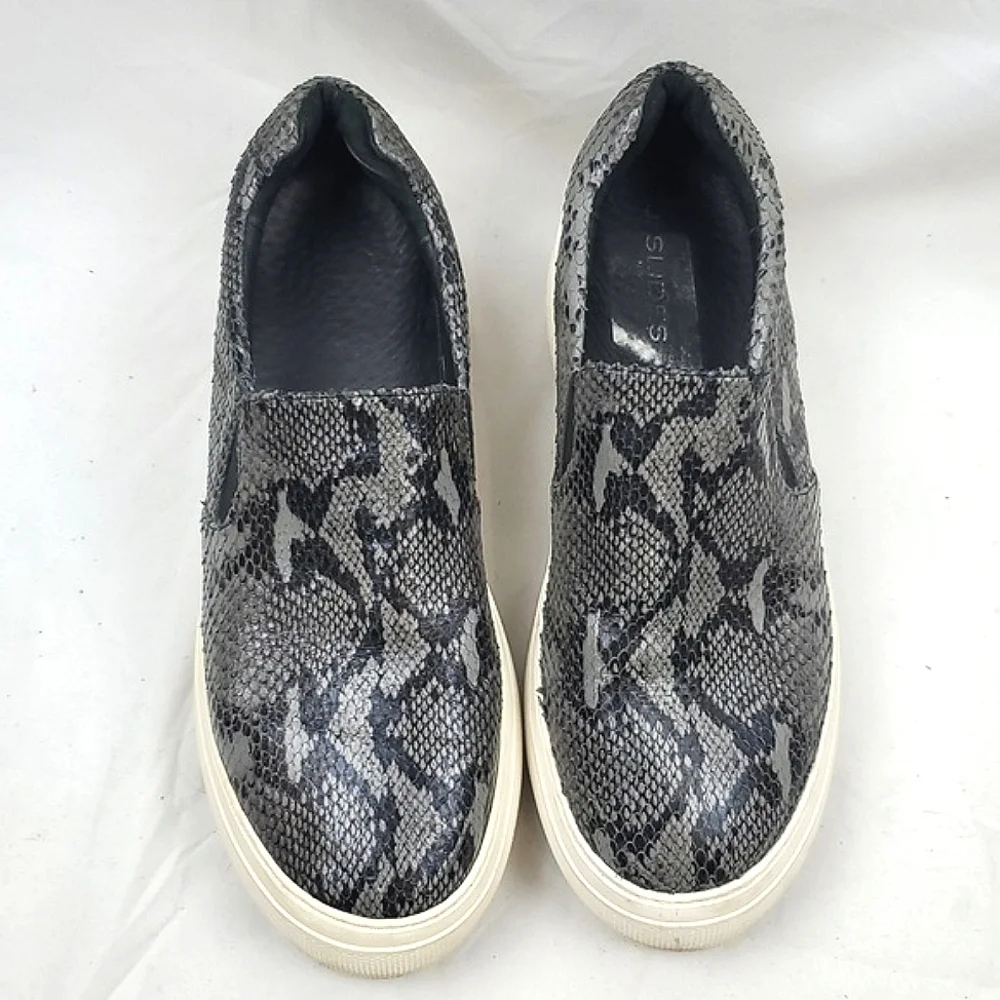 J/Slides Cleo Platform Leather Snake Embossed‎ Slip On Sneaker